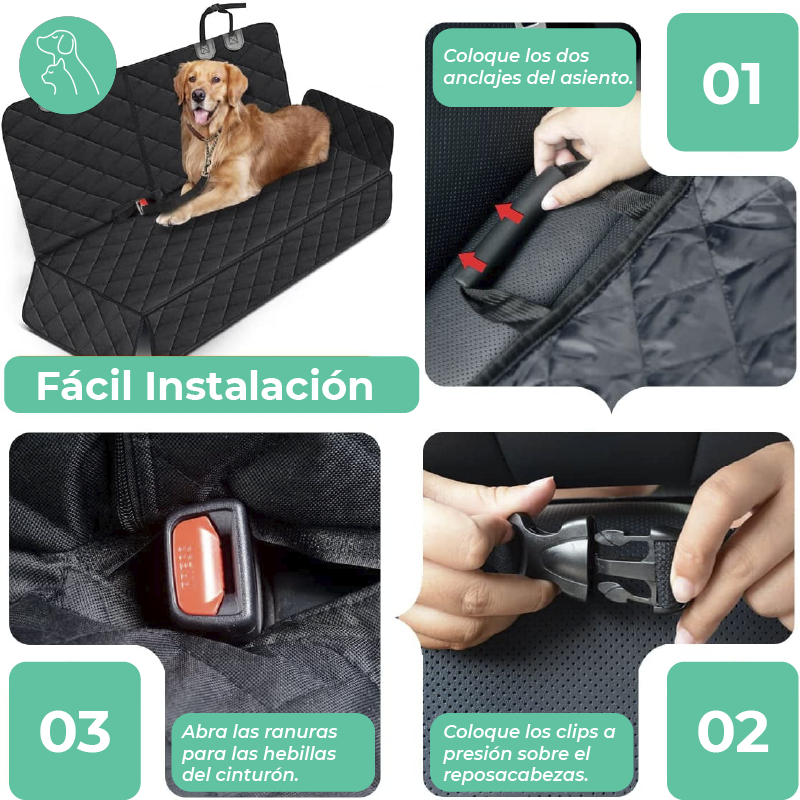 Funda Impermeable para Asiento de Coche – Protector de Asiento Trasero para Perros, Antideslizante y Resistente, Compatible con Coches, SUVs y Camionetas