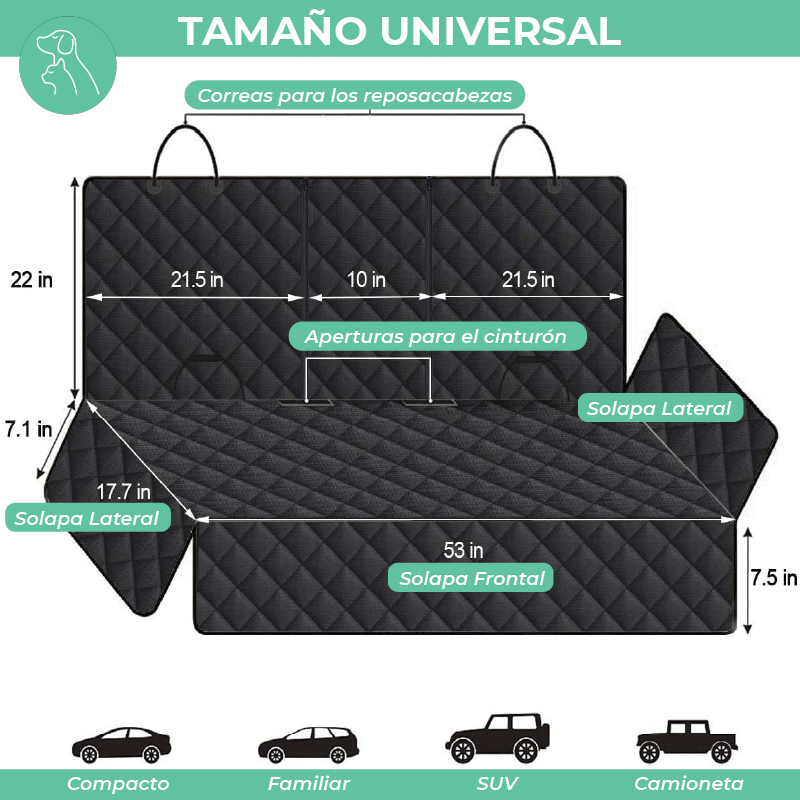 Funda Impermeable para Asiento de Coche – Protector de Asiento Trasero para Perros, Antideslizante y Resistente, Compatible con Coches, SUVs y Camionetas