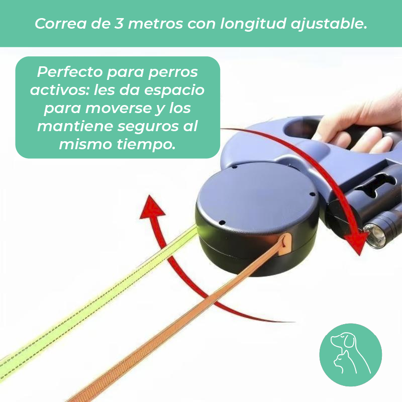 Dual Retractable Dog Leash: New 3M Two-Headed Pet Traction Rope for Two Dogs – 360° Tangle-Free Nylon Ribbon Lead, Ideal for Running, Hiking & Training, Suitable for Small to Medium Dogs