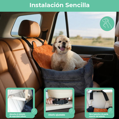 Zvrpet Dog Car Seat Fully Detachable and Washable Memory Foam Covered Car-Mounted Pet Kennel Soft Fabric Easy to Install with Adjustable Straps Anti-Slip Bottom Cover for Back Seat Pet Car Bed for Car SUV Outdoorfun Travel Dog Bed Pet Bed Cat Bed