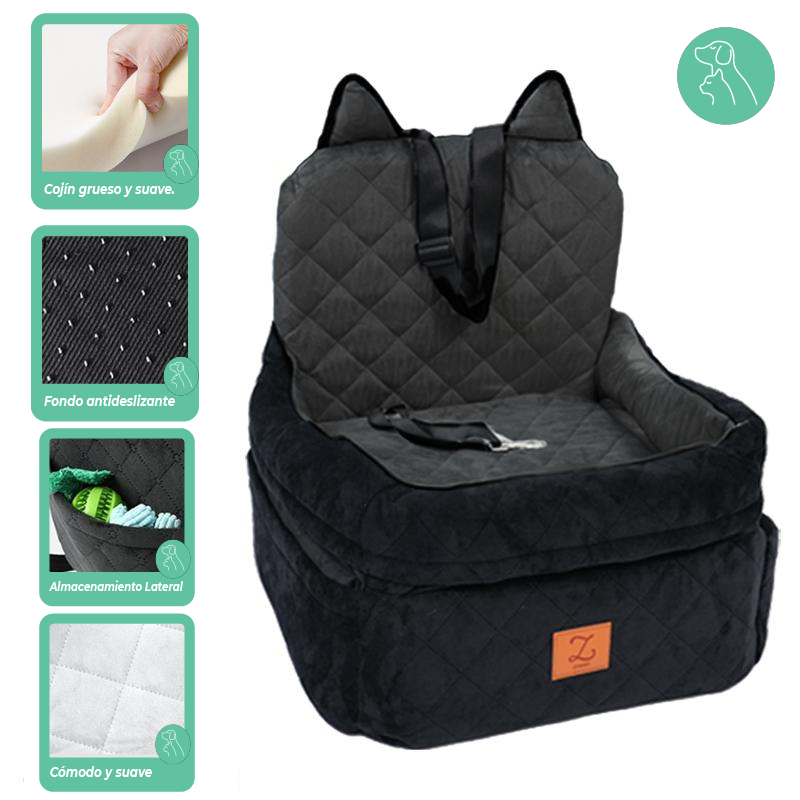 Zvrpet Dog Car Seat Fully Detachable and Washable Memory Foam Covered Car-Mounted Pet Kennel Soft Fabric Easy to Install with Adjustable Straps Anti-Slip Bottom Cover for Back Seat Pet Car Bed for Car SUV Outdoorfun Travel Dog Bed Pet Bed Cat Bed
