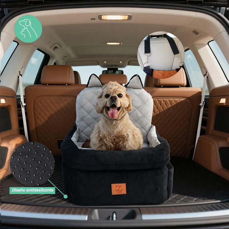 Zvrpet Dog Car Seat Fully Detachable and Washable Memory Foam Covered Car-Mounted Pet Kennel Soft Fabric Easy to Install with Adjustable Straps Anti-Slip Bottom Cover for Back Seat Pet Car Bed for Car SUV Outdoorfun Travel Dog Bed Pet Bed Cat Bed
