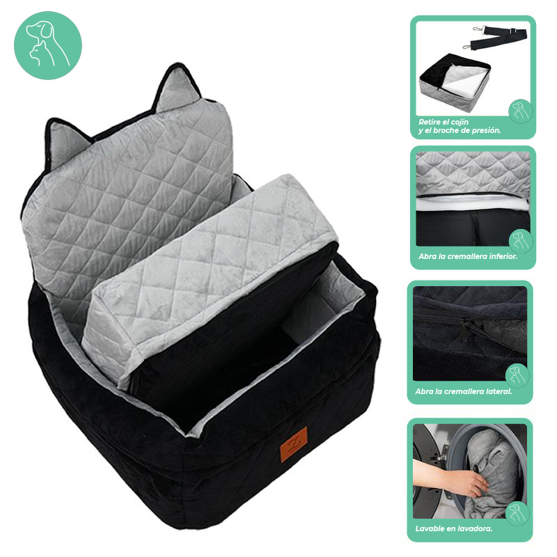 Zvrpet Dog Car Seat Fully Detachable and Washable Memory Foam Covered Car-Mounted Pet Kennel Soft Fabric Easy to Install with Adjustable Straps Anti-Slip Bottom Cover for Back Seat Pet Car Bed for Car SUV Outdoorfun Travel Dog Bed Pet Bed Cat Bed