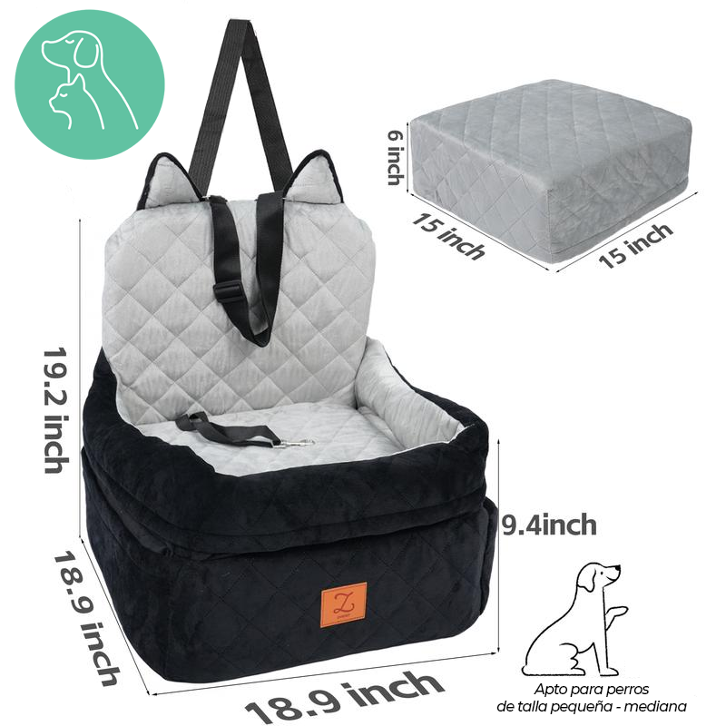 Zvrpet Dog Car Seat Fully Detachable and Washable Memory Foam Covered Car-Mounted Pet Kennel Soft Fabric Easy to Install with Adjustable Straps Anti-Slip Bottom Cover for Back Seat Pet Car Bed for Car SUV Outdoorfun Travel Dog Bed Pet Bed Cat Bed