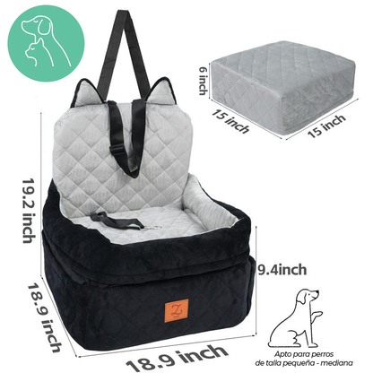 Zvrpet Dog Car Seat Fully Detachable and Washable Memory Foam Covered Car-Mounted Pet Kennel Soft Fabric Easy to Install with Adjustable Straps Anti-Slip Bottom Cover for Back Seat Pet Car Bed for Car SUV Outdoorfun Travel Dog Bed Pet Bed Cat Bed