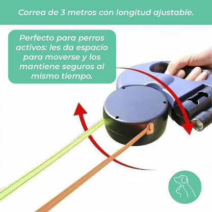 Dual Retractable Dog Leash: New 3M Two-Headed Pet Traction Rope for Two Dogs – 360° Tangle-Free Nylon Ribbon Lead, Ideal for Running, Hiking & Training, Suitable for Small to Medium Dogs