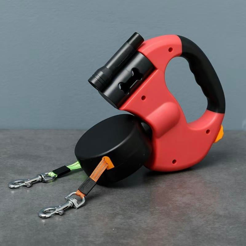 Dual Retractable Dog Leash: New 3M Two-Headed Pet Traction Rope for Two Dogs – 360° Tangle-Free Nylon Ribbon Lead, Ideal for Running, Hiking & Training, Suitable for Small to Medium Dogs